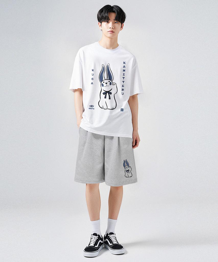 Geulaenpini Rabbit Oversized Short Sleeve T-Shirt - White