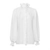 2025 Sweet French Retro Ruffled Long Sleeve Acetate Shirt