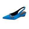 Crystal Women Mid Heels Sandals Wedges Pointed Toe Elegant Summer Woman Shoes 2025 Pumps Sandalias De Mujer