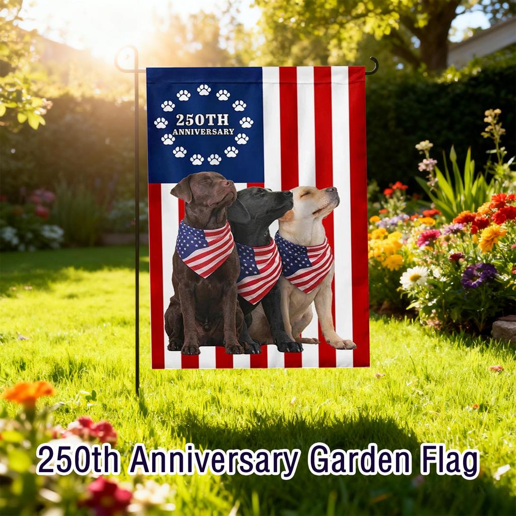 250 Years Commemorative Garden Flag Single Sided 30X45cm Patriotic Dog Design Durable Polyester Outdoor Decorative Banner