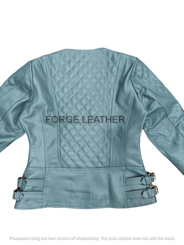 Elegante Giacca da Donna in Pelle Nuova Grigia Fatta a Mano Agnello Casual Biker Motociclista