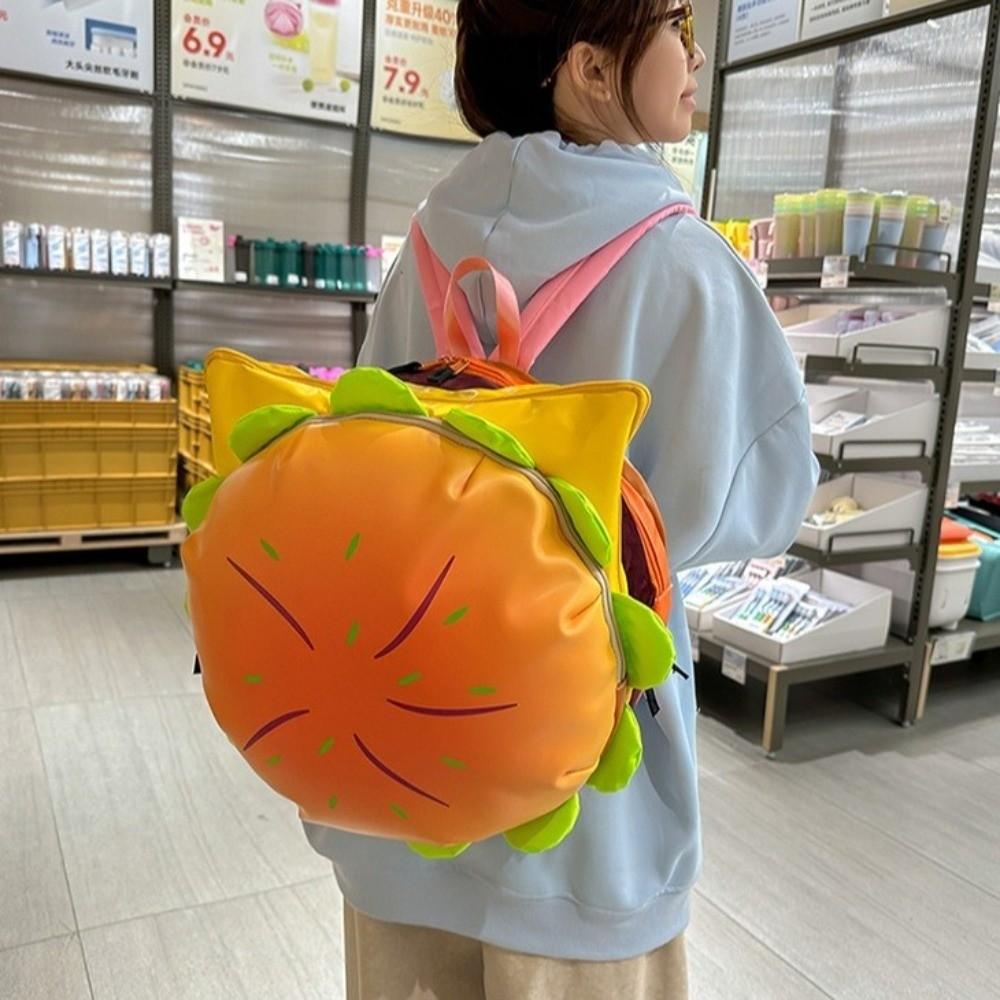 Süßer Cheeseburger-Rucksack mit großem Fassungsvermögen, schöner Stil, wasserdichter Hamburger-Rucksack, mehrschichtiger Schulrucksack, für den täglichen Gebrauch