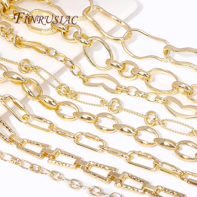 DIY Jewelry Making Chains Multi Styles 14K Gold Plated Brass Metal Thick Wide Big Chains For Making Necklace Accessories
