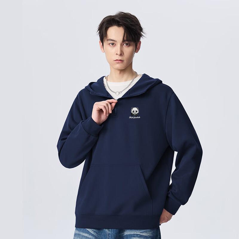 Mark Fairwhale Men's Retro Loose Half-Zip Hooded Sweatshirt