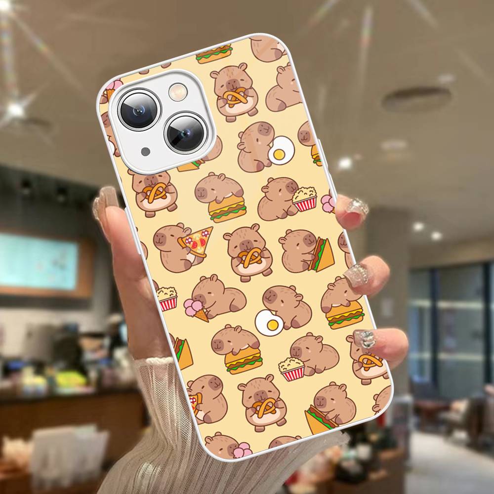 Cute Capybara For IPhone 14 13 12 Mini 11 Pro XS Max X XR 14 Plus Tempered Glass Cover