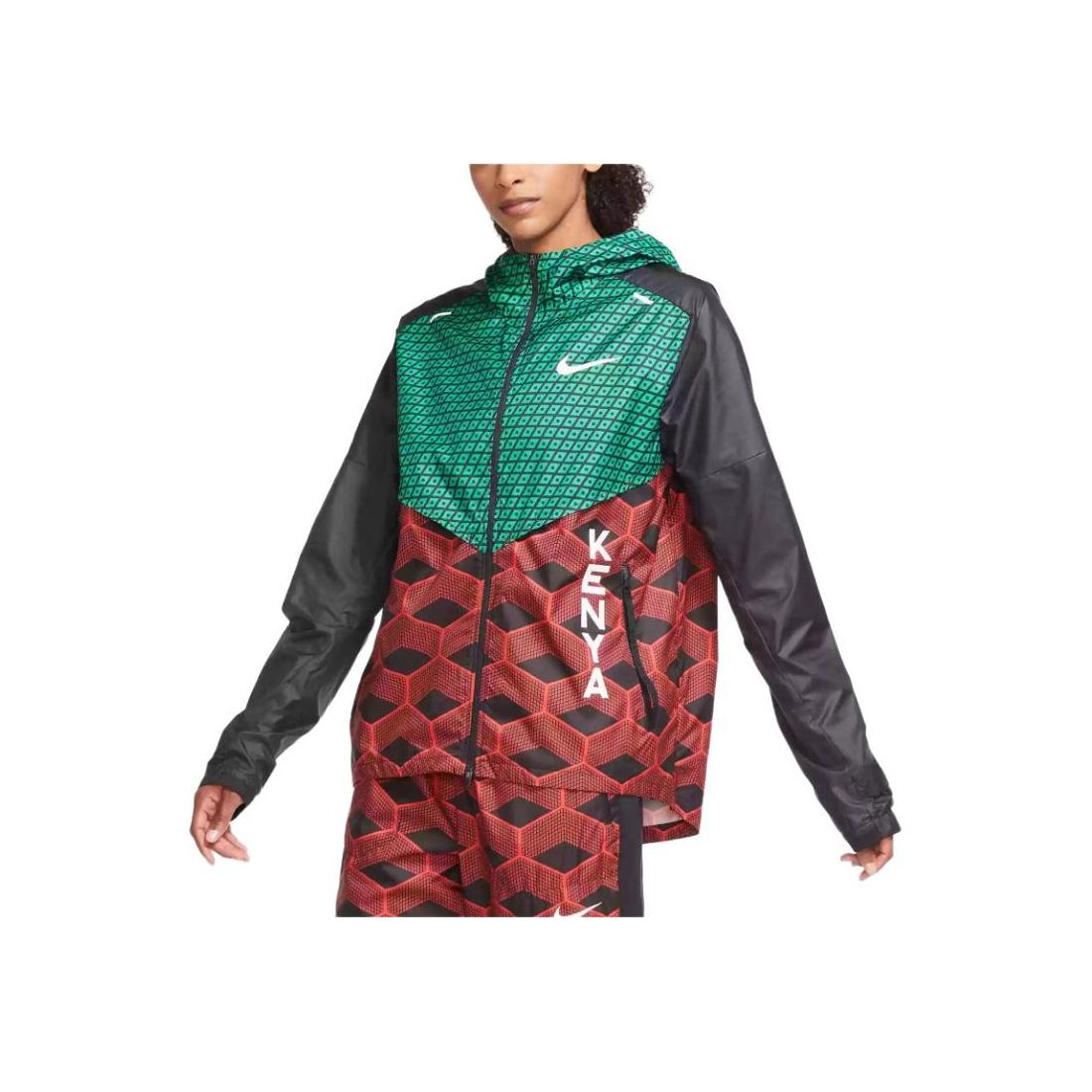 

Nike Беговая куртка Team Kenya Shield Модная Удобная Универсальная Куртка с капюшоном Женские куртки Зеленая CV0396-673 S