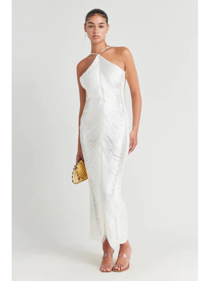 2026 Neuer Stil Damen Quasten Neckholder Maxikleid