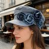 Pălărie de pictor cu bor larg Protecție solară Vizor respirabil Pălărie pentru modelarea feței Decorațiune cu flori 3D Pălărie tip șapcă Newsboy din denim spălat