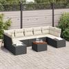 Garden Sofa Set with Storage 8 pcs Black and Cream Poly Rattan