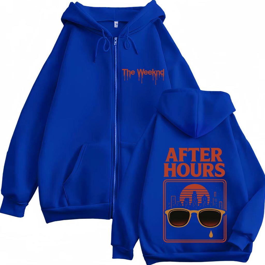 The Weeknd After Hours Til Dawn Tour Print Zipper Hoodie Men Women Fashion Sweatshirts Long Sleeves Casual Zip Up Jacket