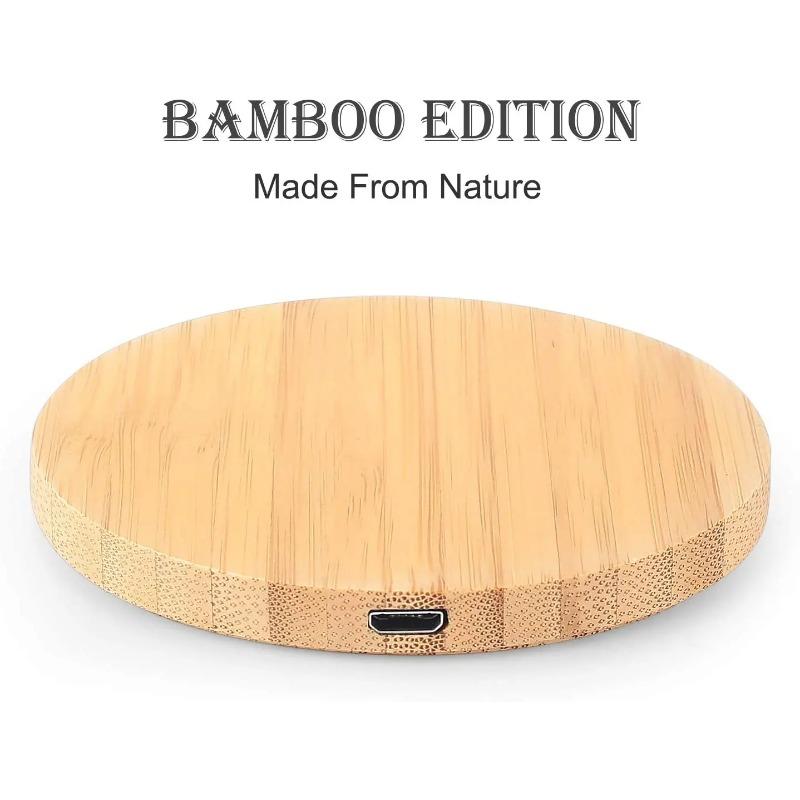 Bamboo Wireless Charger 15W 10W 5W Fast Wireless Charging Pad for iPhone 13 12 mini 11 Pro Max Samsung Galaxy AirPods Pro 2