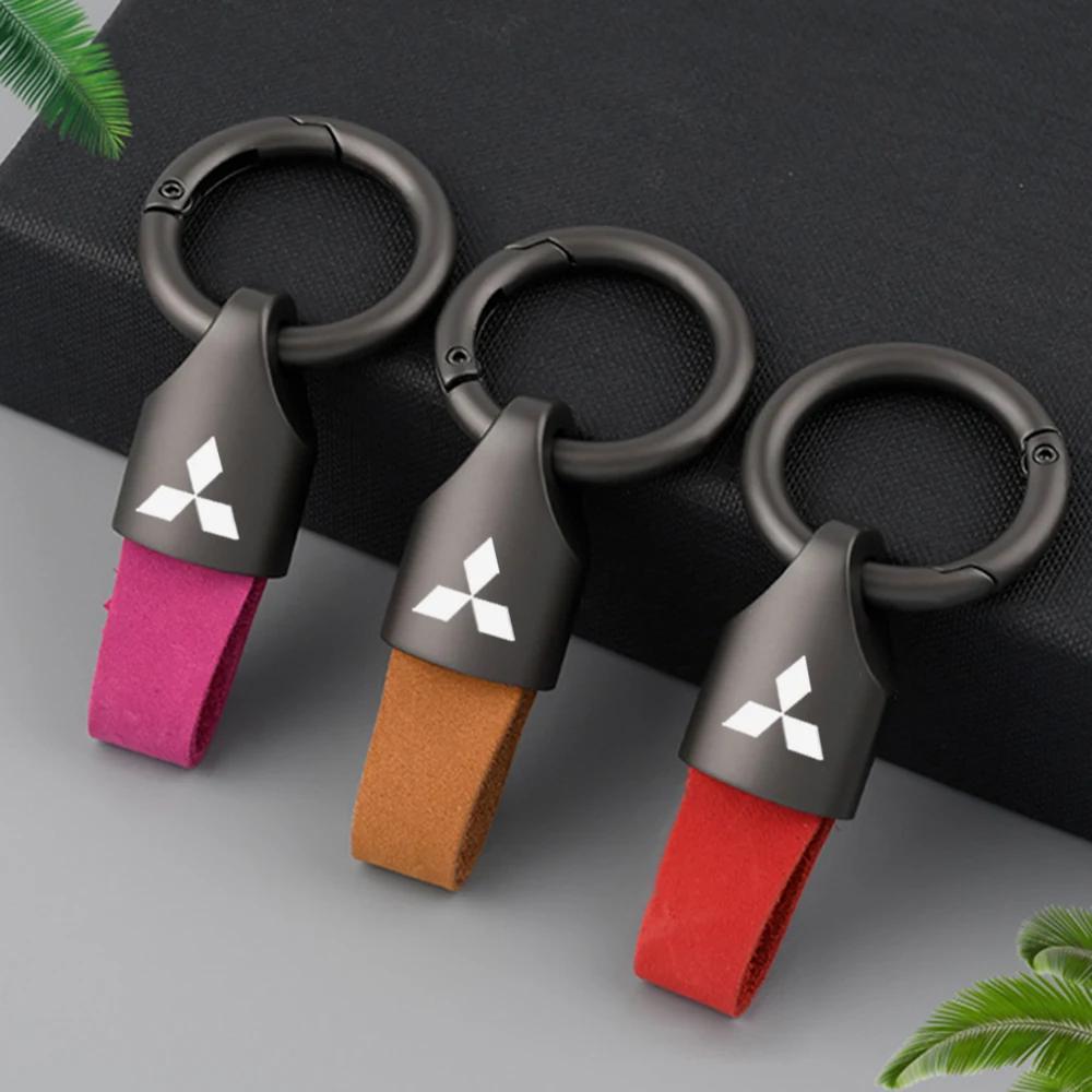 Luxury Men Women Leather/Metal Key Chain Fashion Keychain Key Ring Holder For Mitsubishi Outlander Lancer 9 10 Pajero L200 EX AJ3