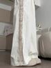 Korean Textured Cream Lace Openwork Pants - Women's Spring/Summer 2025 Petite Patchwork Casuals