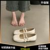 Gentle and Shallow Single Shoes Women's 2025 New Models with Skirts, Soft-soled Beanie Shoes, French Mary Jane Shoes, Silver Small Leather Shoes