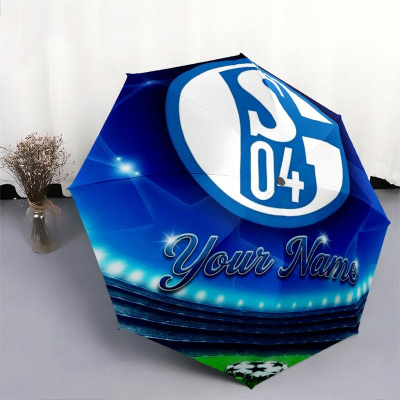 1 PC Automatic Folding Umbrella - FC Schalke 04 Custom Name Pattern, Portable & Foldable Design with 8 Ribs, Christmas Birthday Gifts