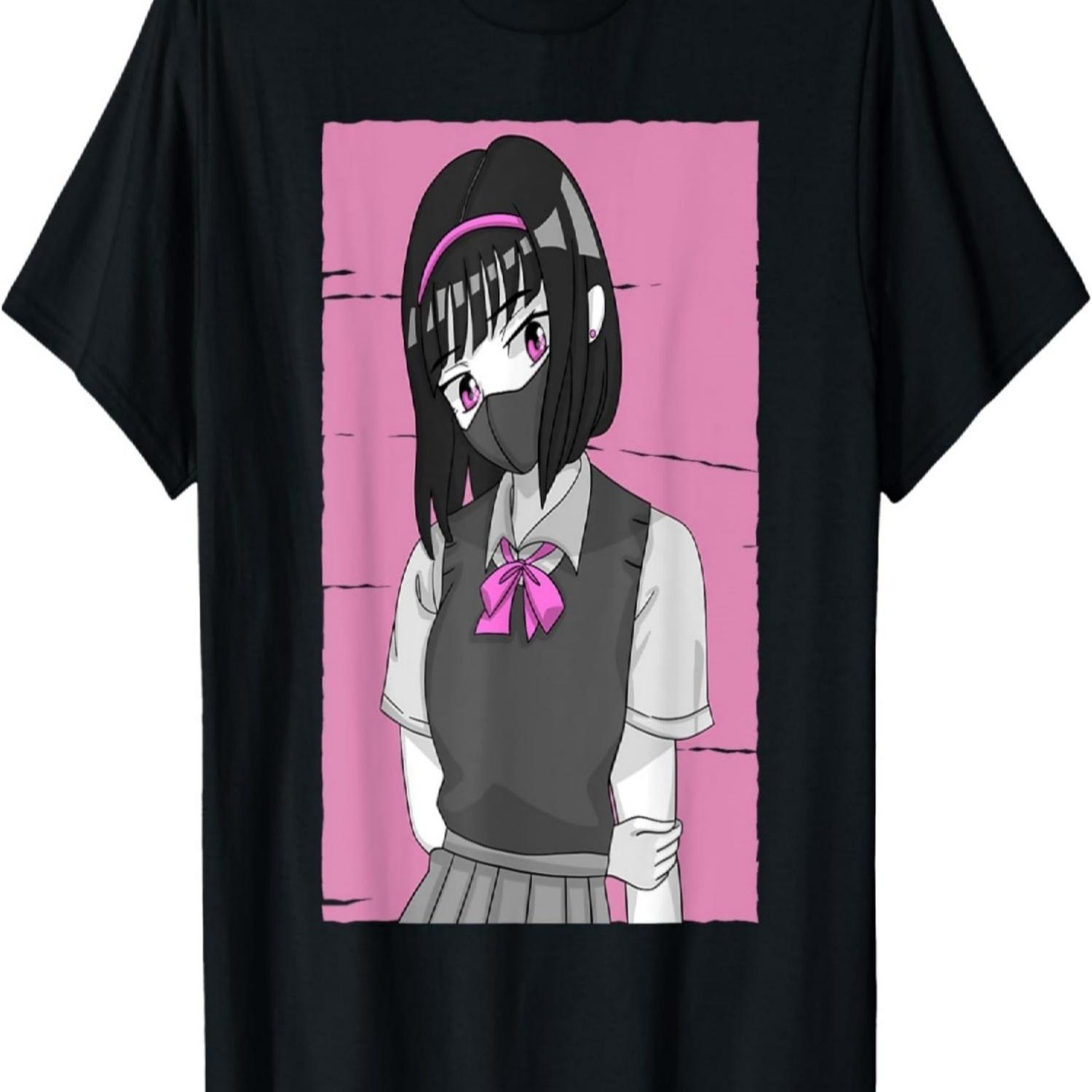 

manga kanji otaku anime girl T-Shirt S чёрный