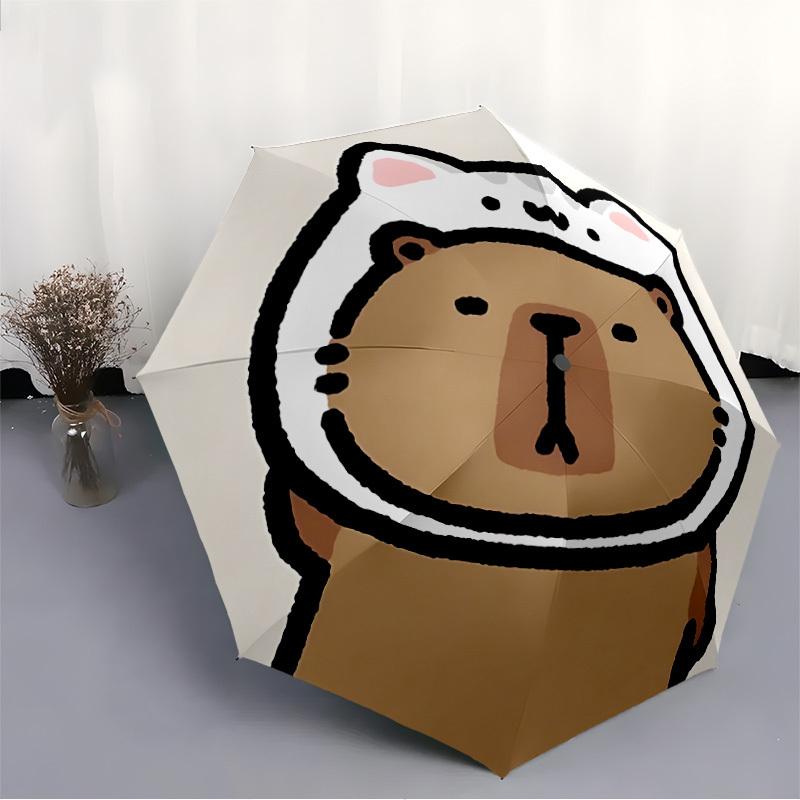 1PC Cat costume, Capybara Automatic Open/close Umbrella with 8-Rib Structure for Women/Men, All-Season Use - Travel Essential, Stylish Accessory, High