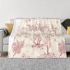 Pătură Toile De Jouy alb-negru, moale, flanelă caldă, cu motive franceze, pătură florală pentru canapea, pat de birou, pilota cadou