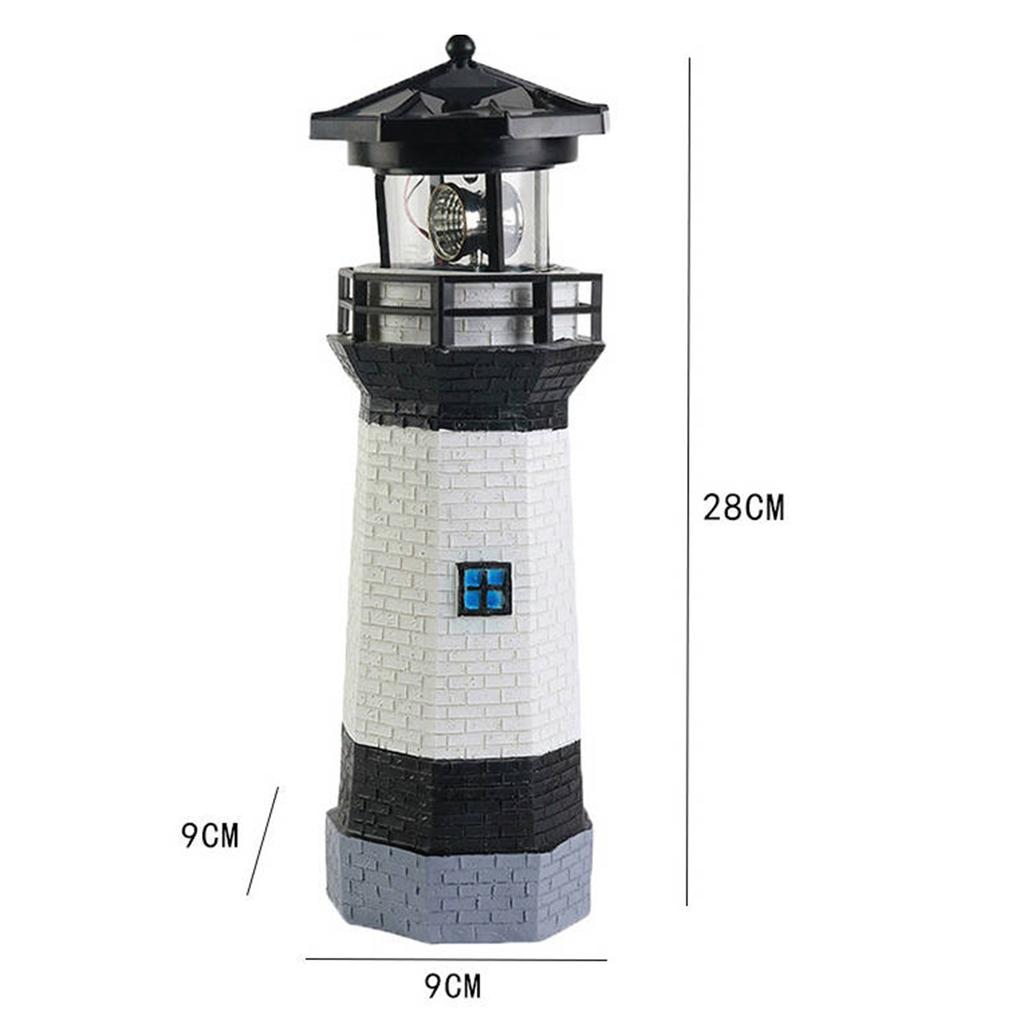 Outdoor Solar Resin Rotating Lighthouse Courtyard Landscape Decoration Light Warning Lighthouse Outdoor Lawn Garden Decoration