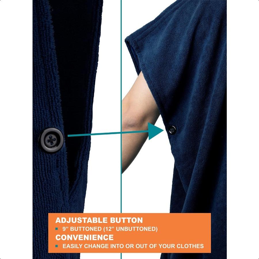 Surf Poncho Changing Robe with Hood Absorbent Quick Dry Wetsuit Changing Towel with Pocket for Surfing Men Women