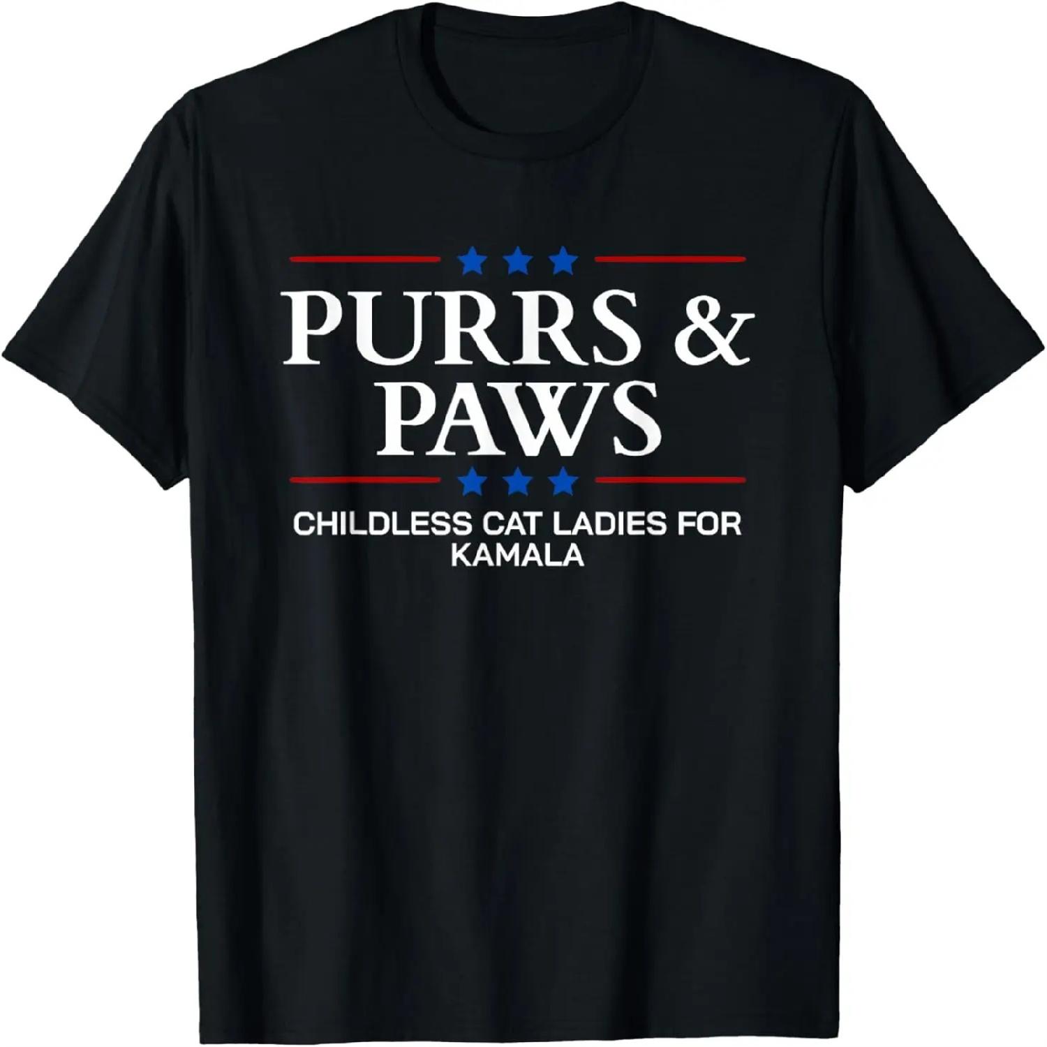 Childless Cat Lady 2024 Ladies Voting Kamala Purrs And Paws T-Shirt S