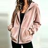 Women's Casual Zip-Up Hoodie, Loose Fit, Color, Long Sleeve