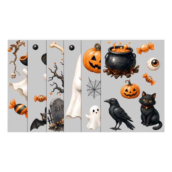 Creative Holiday Gifts Halloween Ghost Window Clings, Cute Pumpkin And Black Cat Static Stickers, PVC Party Atmosphere Props Waterproof Decals,