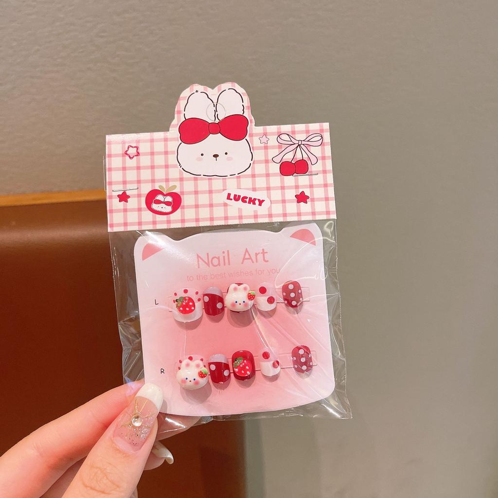 Cartoon Children Wearing Nail Pads Little Girl Jelly Glue Removable Nail Sticker Girl Gift Toy Nail Sticker