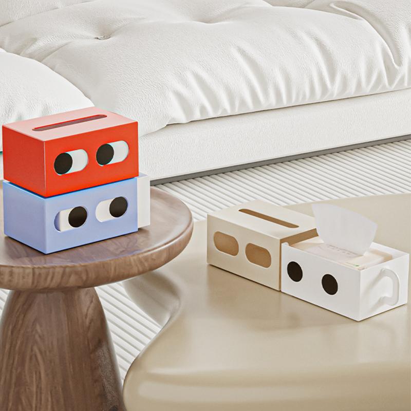 1PC Tissue Multi-Functional Creative Desktop-Suitable Funny Face Home-Use Holder Compact Box Drawer-Type 18x12x9.5cm