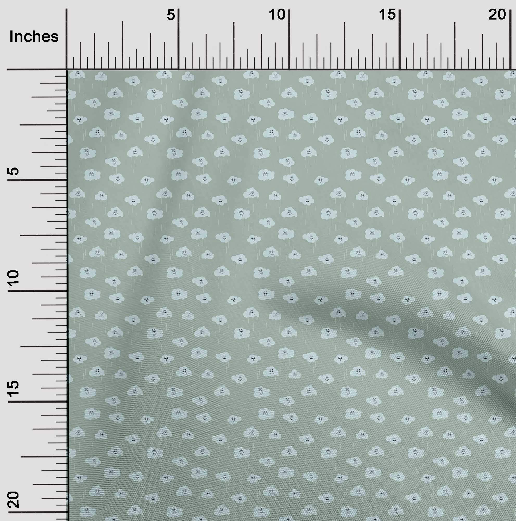 

oneOone Cotton Flex Fabric Rainy Clouds Nature Print Fabric by Yard 40 Inch 42 Inch Wide - Viscose Chiffon зелений