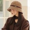 Autumn hat women's large brim showing face bucket hat high-end corduroy bucket hat versatile basin hat