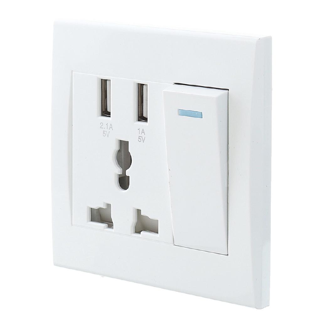 10A Outlet Adapter Port Electrical Equipment Accessories Home Dual USB Plug Power Socket Wall AC DC Charger Switch 86x86mm