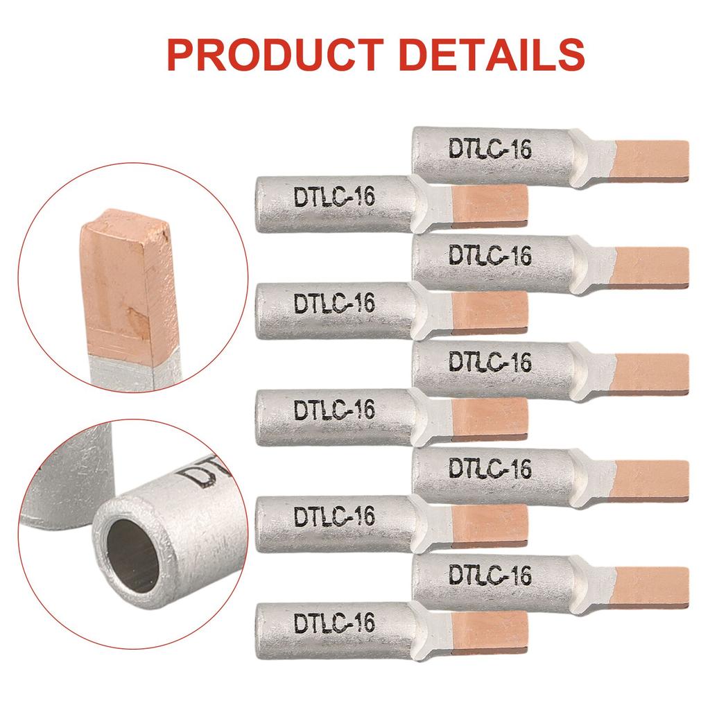 10pcs Copper Aluminum Cable Connectors Terminal 10-25mm DTLC Wire Terminal Cable Lugs Wiring Connector For Circuit Breaker