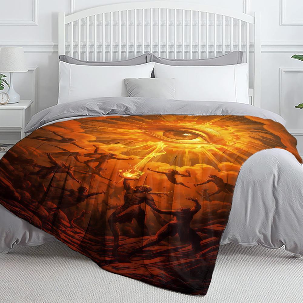The Eye of The Demon Flannel Thin Blanket Soft Warm Blanket for Bedroom Living Room Bed Travel Camping Picnic Gift Customizable