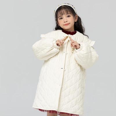 Huatiancai Girls' Lotus Leaf Lapel Thickened Padded Winter Jacket