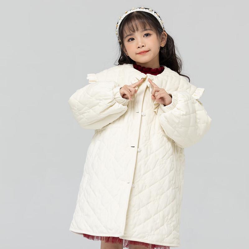 Huatiancai Girls  Lotus Leaf Lapel Thickened Padded Winter Jacket 110