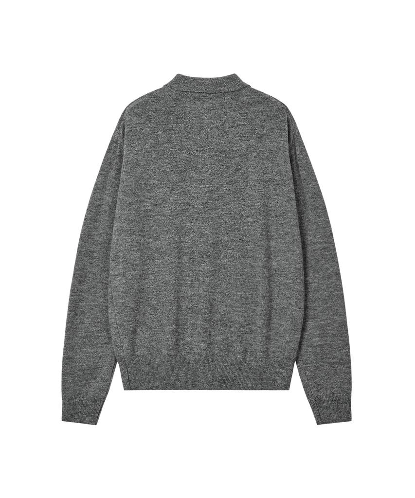 REST&RECREATION Wool Polo Knit Top - Charcoal