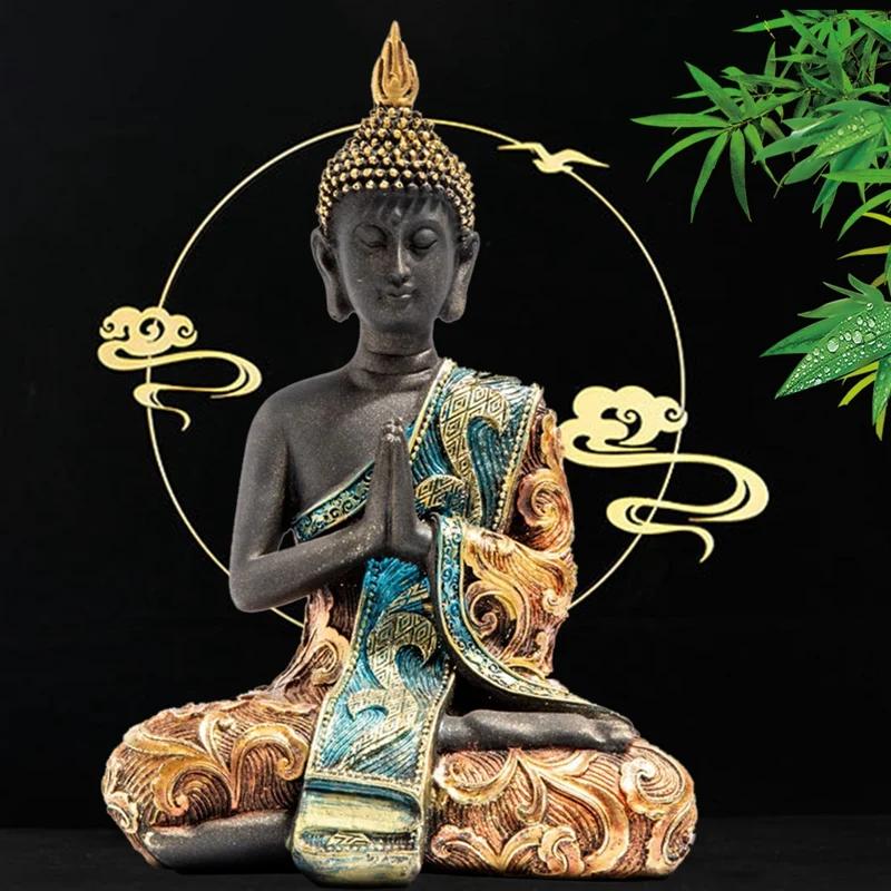 Buddha Statue Thailand Skulptur Harz Handgefertigt Buddhismus Hindu Feng Shui Figur Meditation Heimdekor Ornament