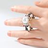 Vintage Inlaid Green CZ Frog Women's Ring Ethnic Two Color Hand Carving Daily Wear Party Jewelry Anniversary Gift