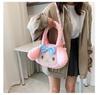 Women's Plush Kuromi & Cinnamoroll Tote Crossbody Bag - Cute Dog Tooth Design Handbag