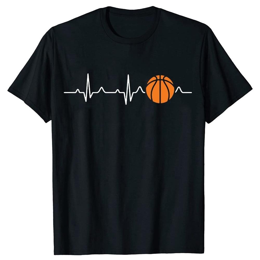 Men Clothing Basketball Heartbeat TShirt Men Birthday Gifts Short Sleeves Funny Tees Fashion Graphic Tshirts Sport Lover