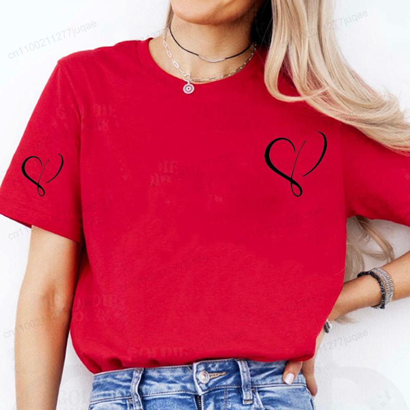 

Women Love Heart Design T-Shirts Fashion Casual Short Sleeve T-shirt Heart Personalised Graphic Tshirts RED Women T Shirts Ts01 S
