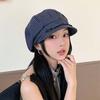 Korean Style Fine Plaid Beret Solid Color Spring Painter Cap Versatile Ruffle Octagonal Hat  Work