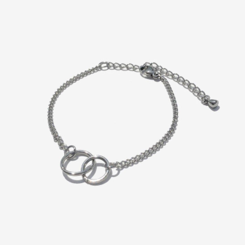 Surgical steel double circle pendant chain bracelet and anklet