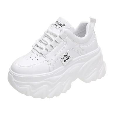 White Black Chunky Sneakers Women Spring Autumn Thick Bottom Shoes Woman's Fashion PU Leather Platform Sneakers Ladies Lace-up