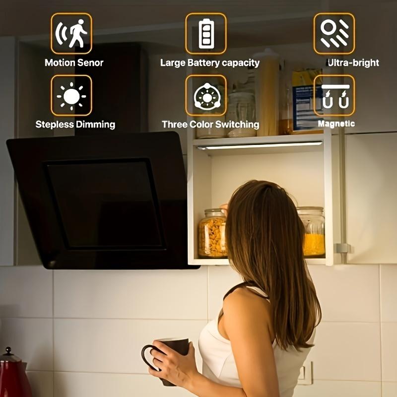 Wireless Motion/Infrared Sensor LED Night Light USB Rechargeable Ultra Thin Cabinet Lamp Smart Dimmable Lighting for Kitchen Wardrobe Bedroom Closet