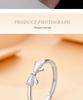 S925 Sterling Silver Mother-of-Pearl Bow Ring, Adjustable Pinky or Index Finger Design, Trendy and Fresh Style.