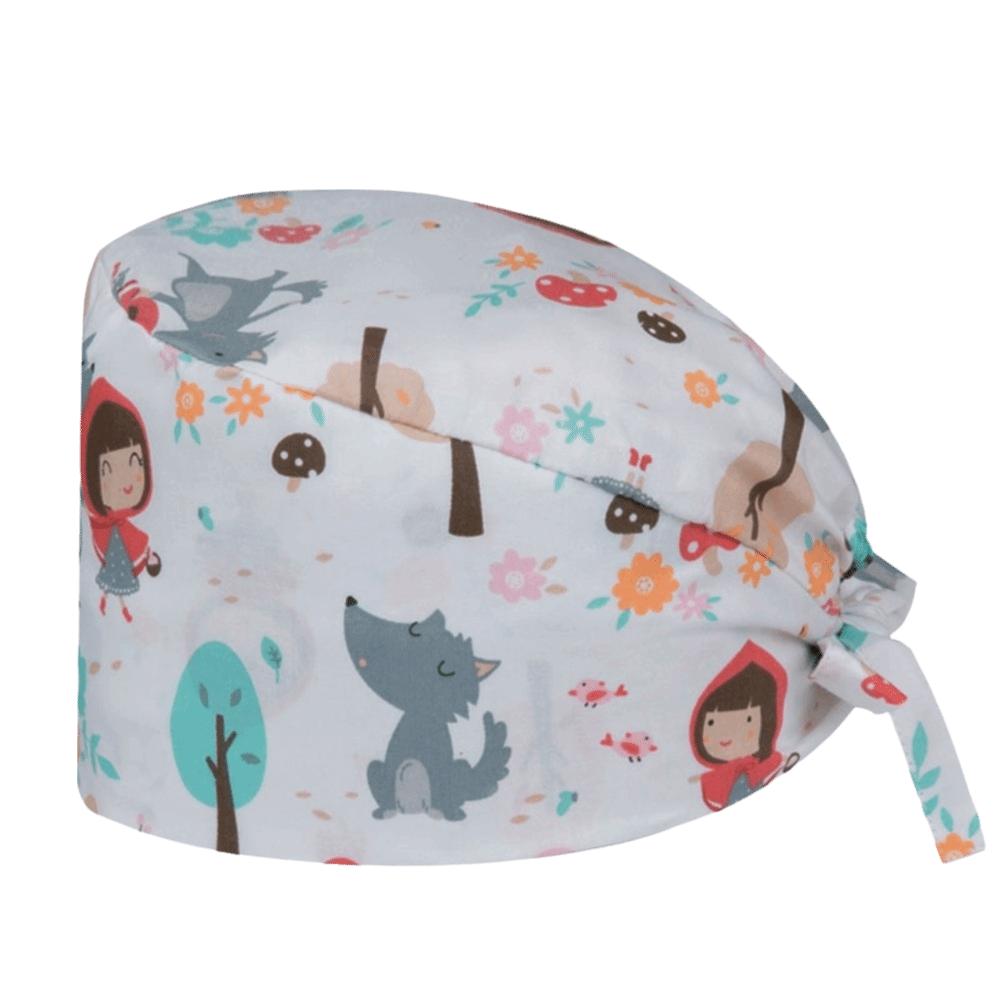 Unisex Cartoon Printing Scrub Cap Adjustable Buckle Print Design Lab Scrub Hat Breathable Soft Pure Healthcare Hats Pet Hospital