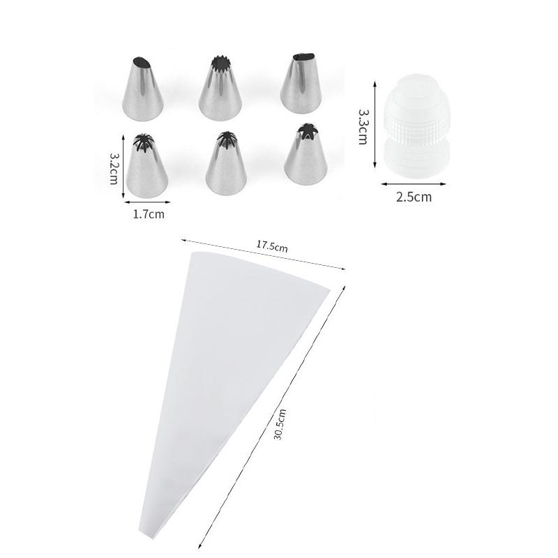 8Pcs/Set Silicone DIY Cake Decorating Tips Set Icing Piping Cream Pastry Bag + 6 Stainless Steel Nozzle Set Kitchen Accessories