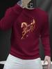 Trendy Men's Autumn Horse Print Round Neck Hoodie